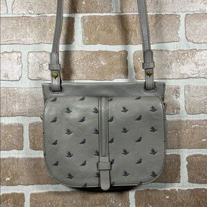 Fossil Gray Crossbody Bag with Black Accents